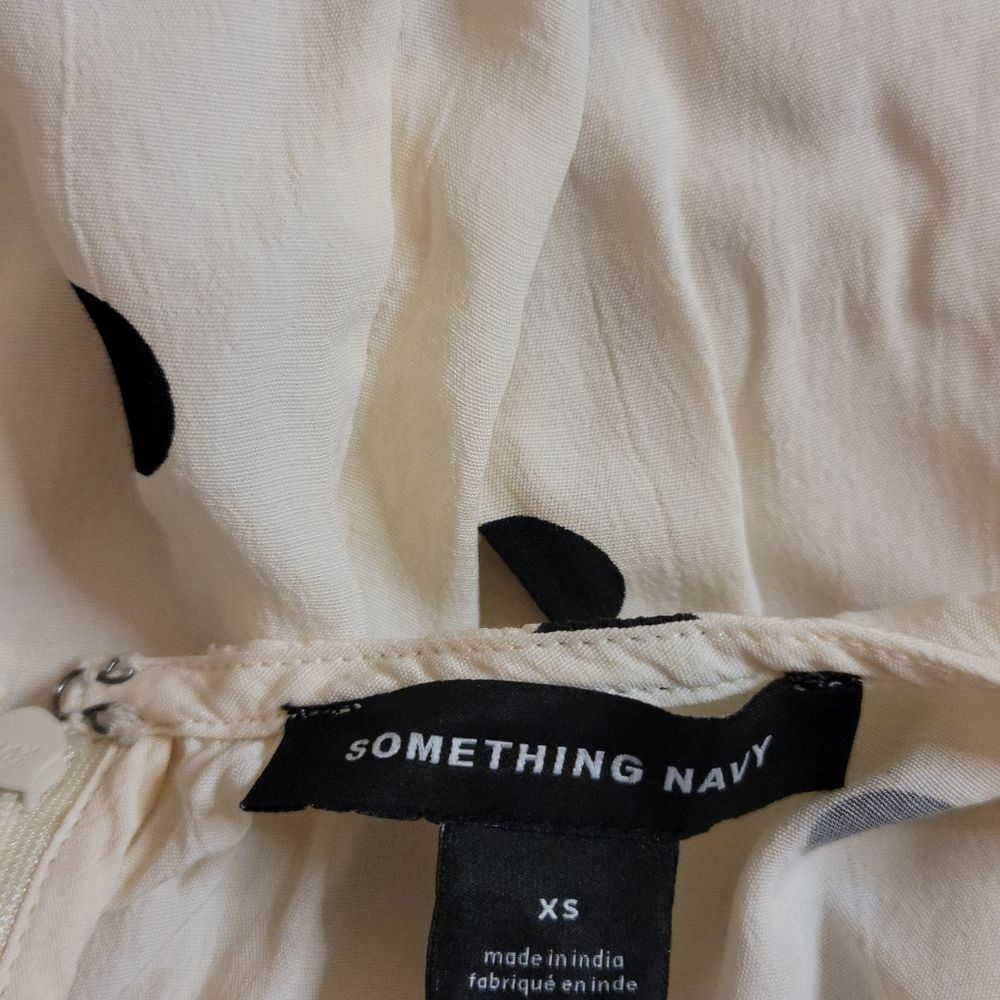 Something Navy Arielle Charnas Black Cream Polka Dot Midi Dress Size XS - Picture 4 of 12